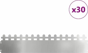 vidaXL Περιγράμματα γκαζόν 30 pcs Ασημί 103 x 0,05 x 22 εκ