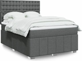 vidaXL Κρεβάτι Boxspring με Στρώμα Σκούρο Γκρι 140x200 εκ Υφασμάτινο