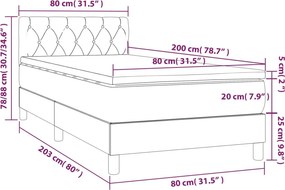 vidaXL Κρεβάτι Boxspring με Στρώμα Κρεμ 80 x 200 εκ. Υφασμάτινο