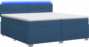 vidaXL Κρεβάτι Box Spring με Στρώμα και LED Μπλε 200 x 200 cm Ύφασμα