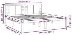 ΠΛΑΙΣΙΟ ΚΡΕΒΑΤΙΟΥ ΚΑΦΕ ΜΕΛΙ 200 X 200 ΕΚ. ΑΠΟ ΜΑΣΙΦ ΞΥΛΟ ΠΕΥΚΟΥ 3104241