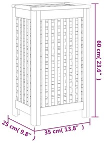 Καλάθι Άπλυτων 35 x 25 x 60 εκ. από Μασίφ Ξύλο Teak - Καφέ