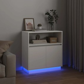 vidaXL Πλευρικό Τραπέζι LED Λευκό 71 x 34,5 x 75 εκ.