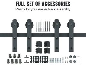 VEVOR 8FT Sliding Barn Door Hardware Kit, 330LBS Heavy Duty Barn Door Track Kit for Double Doors, Fit 3.7-4.3FT Total Wide and 1.3&quot;-1.8&quot; Thick 2 Door Panel, with Smooth &amp; Silent Pulley (I Shape)