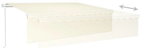 vidaXL Τέντα Αυτόματη με Σκίαστρο/LED/Αισθητήρα Ανέμου Κρεμ 6 x 3 μ.