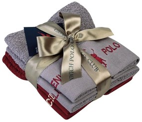 Πετσέτες 2670 (Σετ 4τμχ) Grey-Bordo Greenwich Polo Club Σετ Πετσέτες 30x50cm 100% Cotton