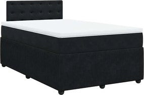 vidaXL Κρεβάτι Boxspring με Στρώμα Μαύρο 120x190 εκ. Βελούδινο