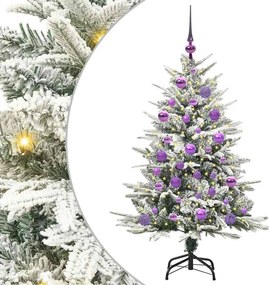 vidaXL Artificial Christmas Tree with Flocked Snow 150 LED Θερμό λευκό