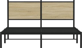 vidaXL Μεταλλικό πλαίσιο κρεβατιού χωρίς στρώμα Δρυς sonoma 137x190 cm