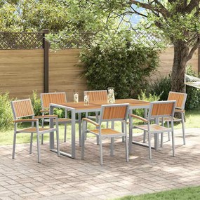 vidaXL Σέτ φαγητού για κήπο 7 pcs Γκρι και καφέ 160 x 80 x 75 cm