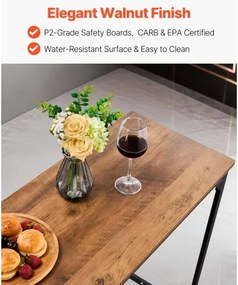 VEVOR Bar Table, 1PCS 1600.2mm Kitchen Bar Table, Tall Dining Tables with Rounded Edge, Rectangular High Top Kitchen Tables for Balcony, Living Room, Light Brown, Black, Extended Horizontal Design