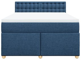 Κρεβάτι Boxspring με Στρώμα Μπλε 140x200 εκ. Υφασμάτινο - Μπλε