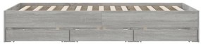 vidaXL Πλαίσιο Κρεβατιού με συρτάρια Γκρι sonoma 135x190εκ. Επεξ. Ξύλο