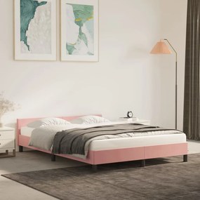 Πλαίσιο Κρεβατιού με Κεφαλάρι Ροζ 140x200 εκ. Βελούδινο