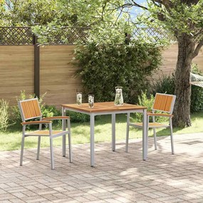 vidaXL Σέτ φαγητού για κήπο 3 pcs Γκρι και καφέ 90 x 90 x 75 cm