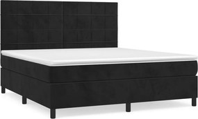 vidaXL Κρεβάτι Boxspring με Στρώμα Μαύρο 160x200 εκ. Βελούδινο