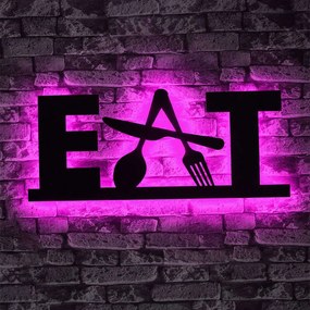 Διακοσμητικό Τοίχου Με Φως Led Eat 692FRW1141 34x72cm Pink-Black Wallity Mdf