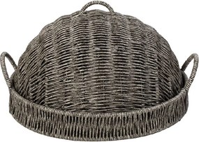 ΔΙΣΚΟΣ ΣΤΡΟΓΓ. ΜΕ ΚΑΠ. SYNTH. RATTAN ΓΚΡΙ 32Χ32Χ17ΕΚ