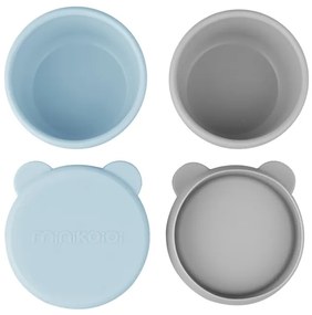 Μπoλ Σιλικόνης με καπάκι 2τμχ MinikOiOi Mini Bites Blue/Grey