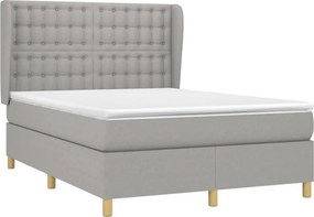 vidaXL Κρεβάτι Boxspring με Στρώμα Ανοιχτό Γκρι 140x190 εκ. Υφασμάτινο