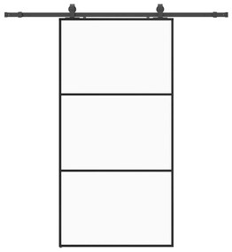 Συρόμενη πόρτα με σετ υλικού Μαύρο 102x205 cm ESG Γυαλί - Μαύρο