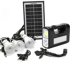 Ηλιακό Σύστημα Φωτισμού με 3 LED Λάμπες - LED Φακό και Ηλιακό Πάνελ GD-8017COB