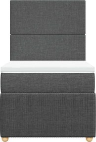 vidaXL Κρεβάτι Boxspring με Στρώμα Σκούρο Γκρι 100x200 εκ. Υφασμάτινο