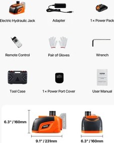 VEVOR Electric Car Jack 5 Tons /11000 lbs Portable Jack kit with Remote Control