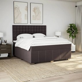 vidaXL Κρεβάτι Boxspring με Στρώμα Σκούρο Καφέ 180x200 εκ Υφασμάτινο