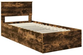 vidaXL Σκελετός Κρεβατιού με κεφαλάρι Καπνιστό Δρύς 120 x 200 cm