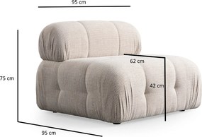 Τριθέσιος Καναπές - Petite - Χρώμα Cream - 290x95x75εκ