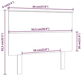 vidaXL Κεφαλάρι Κρεβατιού 94 x 6 x 82,5 εκ. από Μασίφ Ξύλο Πεύκου