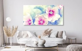 Εικόνα λουλούδια σε ροζ ακουαρέλες - 100x50
