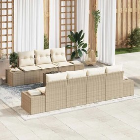 vidaXL Σετ Καναπέ Κήπου 8 pcs Μπεζ Πολυ ράταν