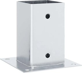 vidaXL Βάσεις στύλων τετράγωνες 12 τεμάχια Ασημί Γαλβανισμένος χάλυβας