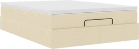 vidaXL Οθωμανικό κρεβάτι με στρώμα Cream 140x190cm ύφασμα