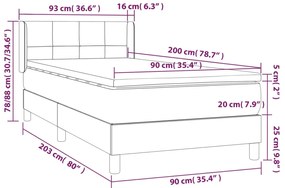 vidaXL Κρεβάτι Boxspring με Στρώμα Κρεμ 90x200 εκ.Υφασμάτινο