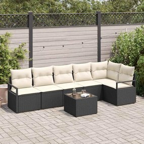 vidaXL Σετ Καναπέ Κήπου 7 pcs Καφέ, Κρέμα Πολυ rattan, βαμμένο ατσάλι