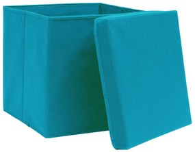 Κουτιά Αποθήκευσης με Καπάκια 4 τεμ Γαλάζια 32x32x32εκ Ύφασμα - Μπλε