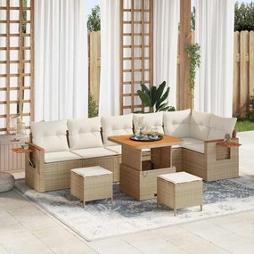 vidaXL Σετ Καναπέ Κήπου 9 pcs μπεζ και κρεμ 80 x 80 x 71 cm