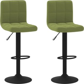 vidaXL Σκαμπό Μπαρ 2 τεμ. Ανοιχτό Πράσινο Βελούδινα