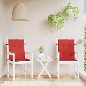 Μαξιλάρια Καρέκλας Κήπου με Πλάτη 2 τεμ. Κόκκινα 100x50x3 εκ. - Κόκκινο