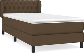 vidaXL Κρεβάτι Boxspring με Στρώμα Σκούρο Καφέ 90x200 εκ. Υφασμάτινο
