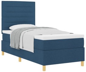 vidaXL Κρεβάτι με Βαθιά Στρώση Μπλε 100x200 εκ. Ύφασμα