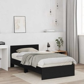 vidaXL Κρεβάτι με Κεφαλάρι Μαύρη Δρυς 100 x 200 cm Επεξεργασμένο ξύλο
