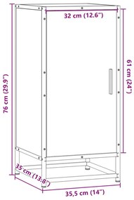 Ραφιέρα Καφέ Δρυς 35,5x35x76 εκ. Επεξ. Ξύλο + Μέταλλο - Μαύρο