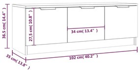 Έπιπλο Τηλεόρασης Λευκό 102x35x36,5 εκ. Επεξεργασμένο Ξύλο - Λευκό