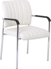 DENIM Πολυθρόνα Γραφείου Επισκέπτη Χρώμιο, Pu Άσπρο   5τμχ