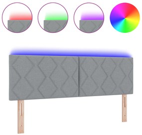 vidaXL LED Κεφαλάς Σχεδιασμός Διαμαντίων Φωτεινός Γκρι 160 εκ. Ύφασμα