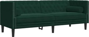 vidaXL Καναπές Chesterfield Σετ 2 Τεμ. με Στηρίγματα Πράσινο Βελούδο